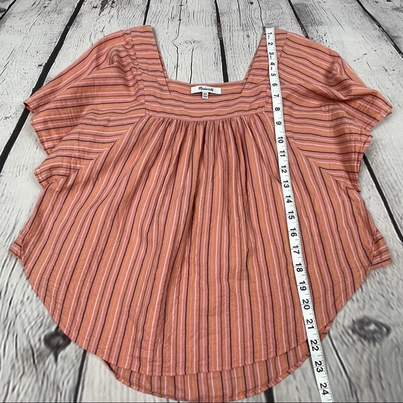 MADEWELL Butterfly Cotton Striped Lightweight Top in Slope Stripe, size XXS - Picture 12 of 14